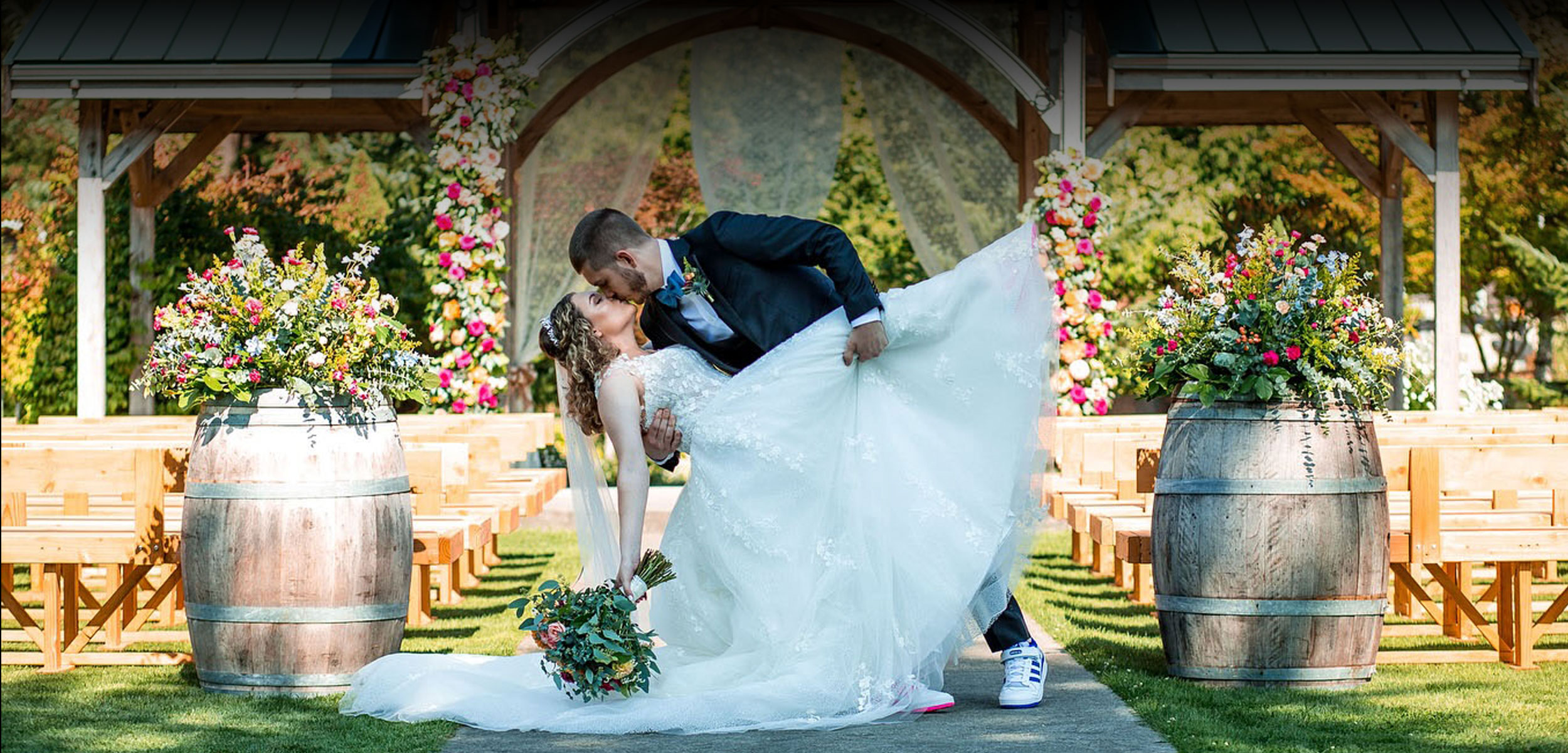 Bride and Groom Kissing